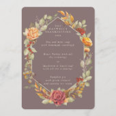 Erntedank Blumenrahmen mit 3 Kursen Menükarte (Vorderseite)