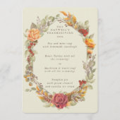 Erntedank Blumenrahmen mit 3 Kursen Menükarte (Vorderseite)
