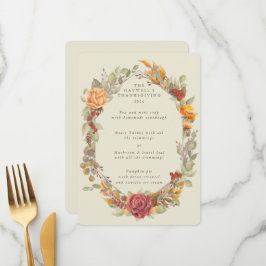Erntedank Blumenrahmen mit 3 Kursen Menükarte
