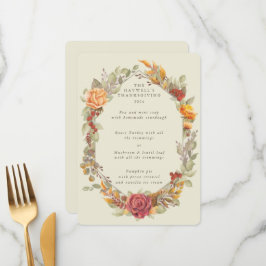 Erntedank Blumenrahmen mit 3 Kursen Menükarte