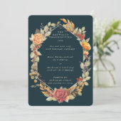 Erntedank Blumenrahmen mit 3 Kursen Menükarte (Stehend Vorderseite)