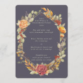 Erntedank Blumenrahmen mit 3 Kursen Menükarte (Vorderseite)