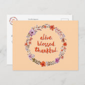 Erntedank Blumenschreath mit Meldung Postkarte (Vorne/Hinten)