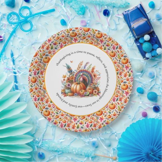 Erntedank Boho Turkey Pappteller (Party)