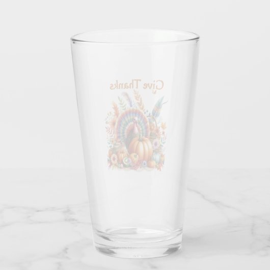 Erntedank Boho Turkey Pint Glas (Rückseite)