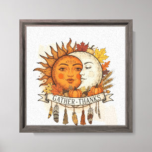 Erntedank Boho Wall Art - Rustikale Sonnenterrasse Leinwanddruck