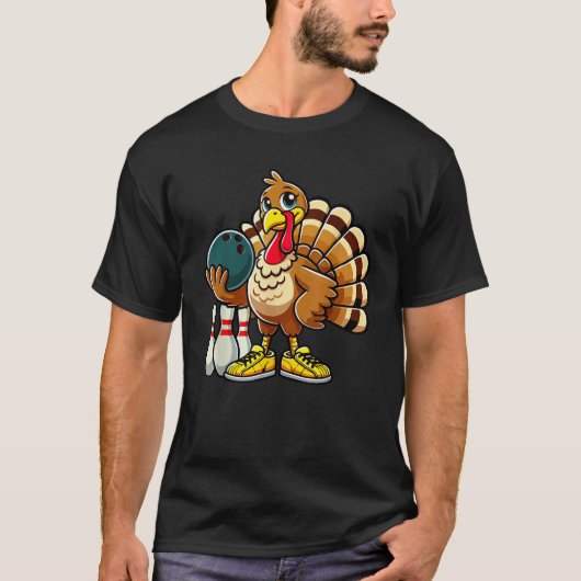 Erntedank Bowling Men Funny Turkey Bowlin T-Shirt (Vorderseite)