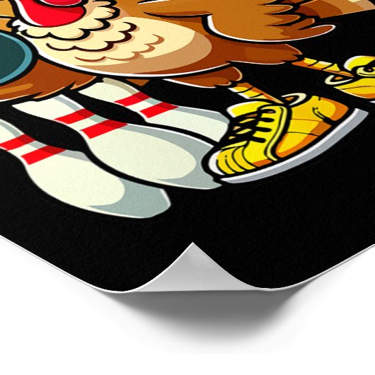 Erntedank Bowling Shirt Damen Männer Funny Türkei Poster (Ecke)