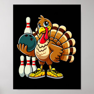 Erntedank Bowling Shirt Damen Männer Funny Türkei Poster
