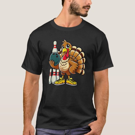 Erntedank Bowling Women Men Funny Turkey Bowlin T-Shirt (Vorderseite)