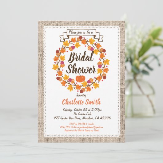 Erntedank Brautdusche Einladung Kranz (Stehend Vorderseite)