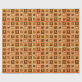 Erntedank Briefmarke Collage Geschenkpapier (Flach)