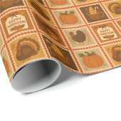 Erntedank Briefmarke Collage Geschenkpapier (Rolleneckpunkt)