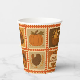 Erntedank Briefmarke Collage Party Pappbecher