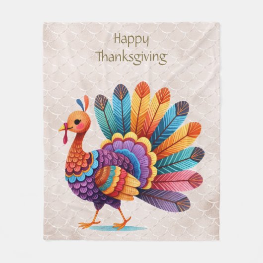 Erntedank Bright Feathers Türkei Fleece Blanket (Vorderseite)