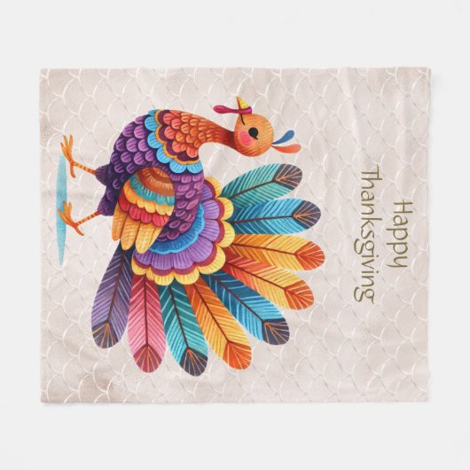 Erntedank Bright Feathers Türkei Fleece Blanket (Vorderseite (Horizontal))