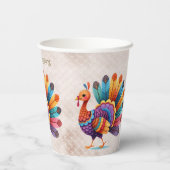 Erntedank Bright Feathers Türkei Paper Cups Pappbecher (Rückseite)