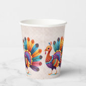Erntedank Bright Feathers Türkei Paper Cups Pappbecher (Rechts)