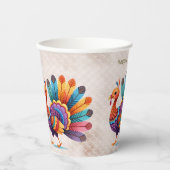 Erntedank Bright Feathers Türkei Paper Cups Pappbecher (Vorderseite)