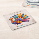 Erntedank Bright Feathers Türkei Papier Untersetze Rechteckiger Pappuntersetzer (angewinkelt)