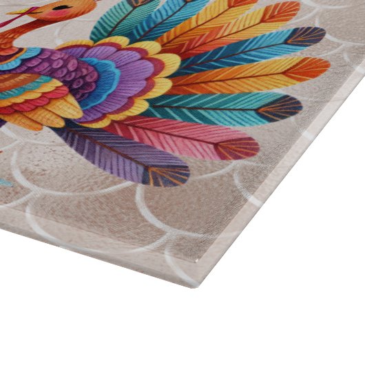 Erntedank Bright Feathers Turkey Cutting Board Schneidebrett (Ecke)