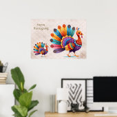 Erntedank Bright Feathers Turkey Poster (Heimbüro)