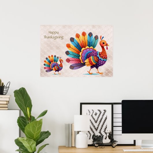 Erntedank Bright Feathers Turkey Poster (Heimbüro)