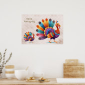 Erntedank Bright Feathers Turkey Poster (Küche)