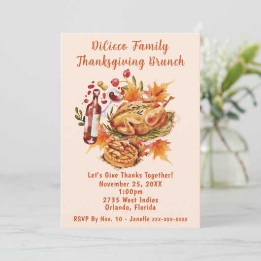 Erntedank Brunch Einladung (Stehend Vorderseite)