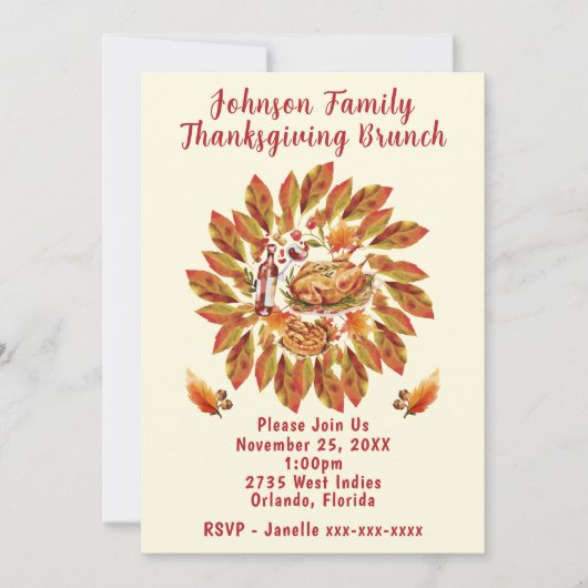 Erntedank Brunch Einladung (Vorderseite)