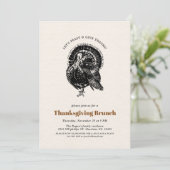 Erntedank Brunch | Vintage Türkei Einladung (Stehend Vorderseite)