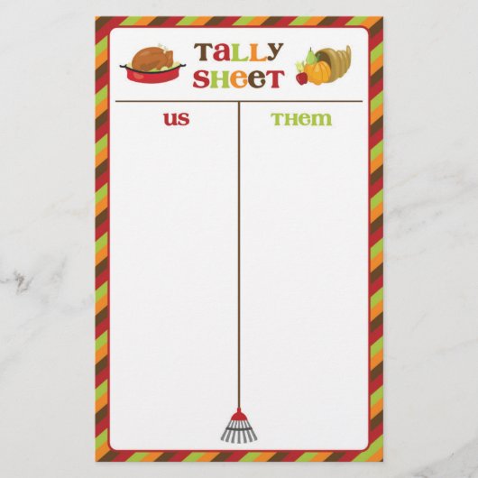 Erntedank Bunco Party Game Tsheet (Vorderseite)