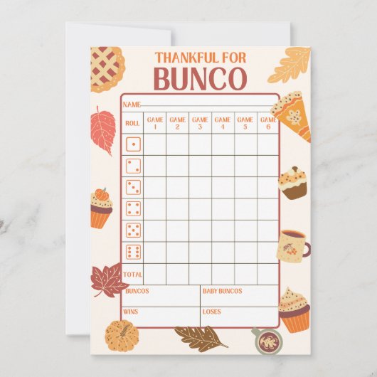 Erntedank-Bunco-Punktekarten Einladung (Vorderseite)