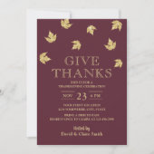 Erntedank Burgundy Red & Gold Blätter Einladung (Vorderseite)