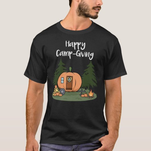 Erntedank Camping Pumpkin Pie Türkei Campfire T T-Shirt (Vorderseite)