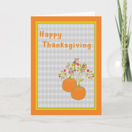 Erntedank Card Pumpkins & Blume Feiertagskarte (Vorderseite)