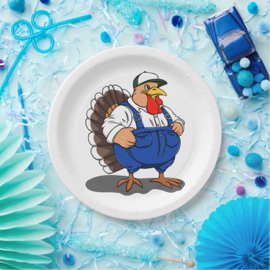 Erntedank, Cartoon Bauer Türkei, Pappteller (Party)