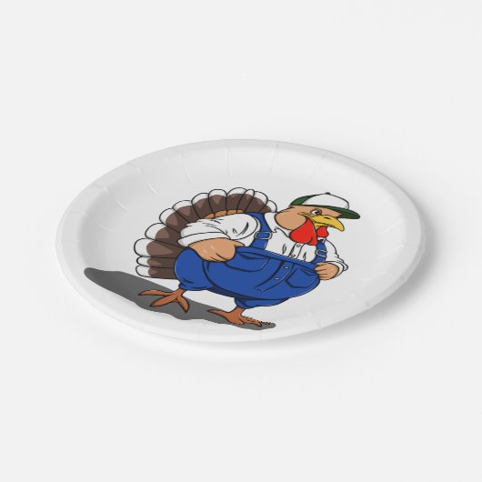 Erntedank, Cartoon Bauer Türkei, Pappteller (Schrägansicht)