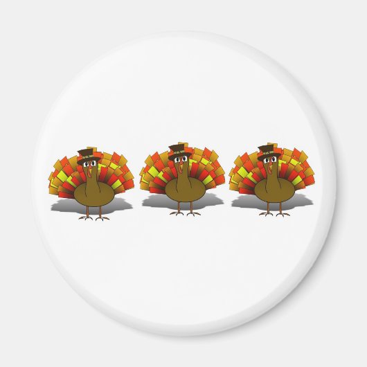 Erntedank Cartoon Türkei Pilgrim Magnet (Vorne)