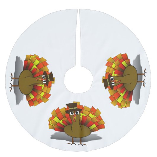 Erntedank Cartoon Türkei Pilgrim Polyester Weihnachtsbaumdecke (Vorderseite)