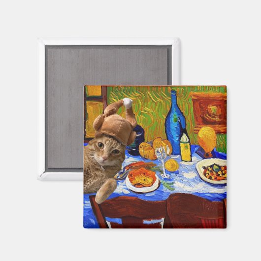 Erntedank Cat Magnet (Vorderseite/Rückseite)