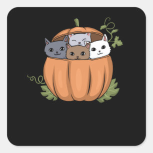 Erntedank Cat Pumpkin Pie Cat Mama Niedlich Kitten Quadratischer Aufkleber