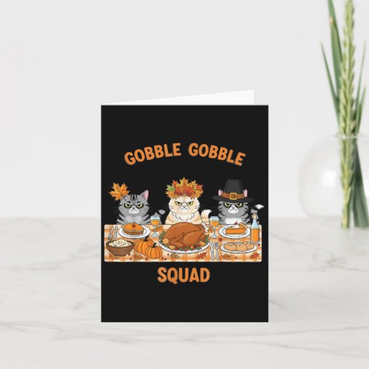 Erntedank Cats Gobble Gobble Squad Dinner Table Karte (Vorderseite)