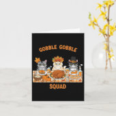 Erntedank Cats Gobble Gobble Squad Dinner Table Karte (Gelbe Blume)