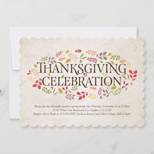Erntedank Celebration Foliage Einladung (Vorderseite)
