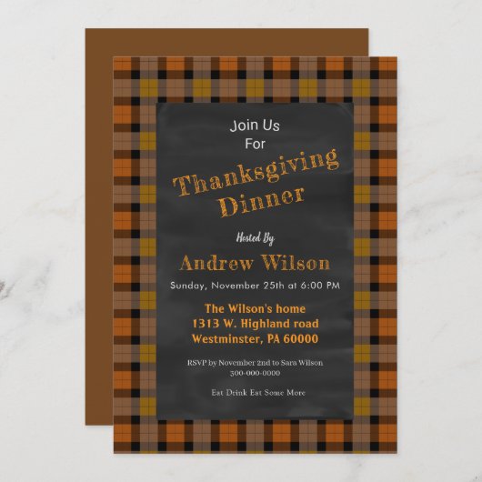 Erntedank Chalkboard Einladung (Vorne/Hinten)