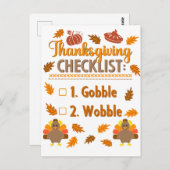 Erntedank Checklist Gobble Wobble Ugly Sweater Postkarte (Vorne/Hinten)