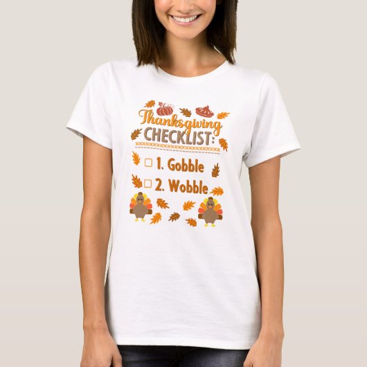 Erntedank Checklist Gobble Wobble Ugly Sweater T-Shirt (Vorderseite)
