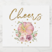 Erntedank Cheers Pumpkin Pink Schaumweinetikett (Einzelnes Label)