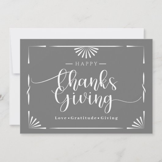 Erntedank Chic Elegant Gray Feiertagskarte (Vorderseite)